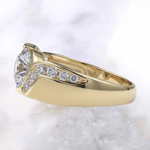 Round Natural Earth Mined Diamond Engagement Ring 1.80 Carats Yellow Gold Jewellery New