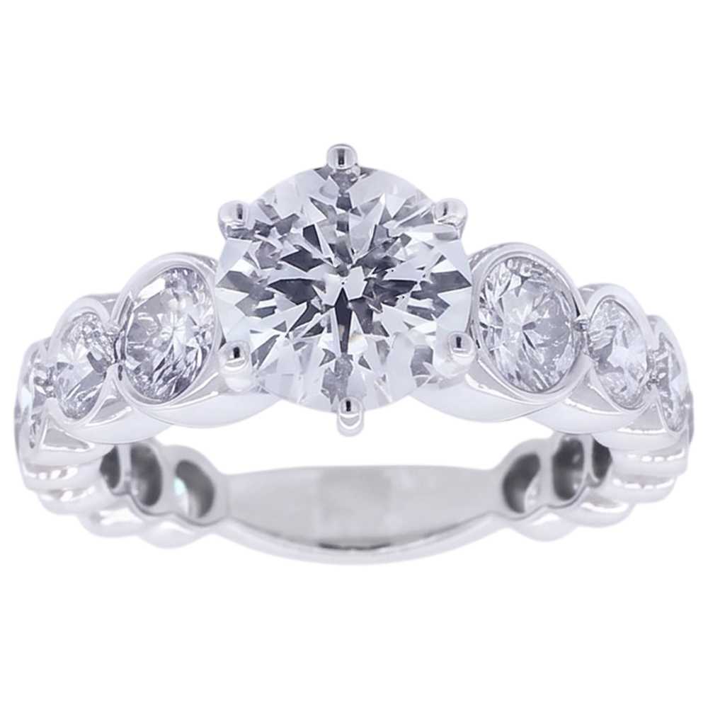Round Natural Earth Mined Diamond Engagement Ring 3.50 Carats 6 Prong White Gold 14K