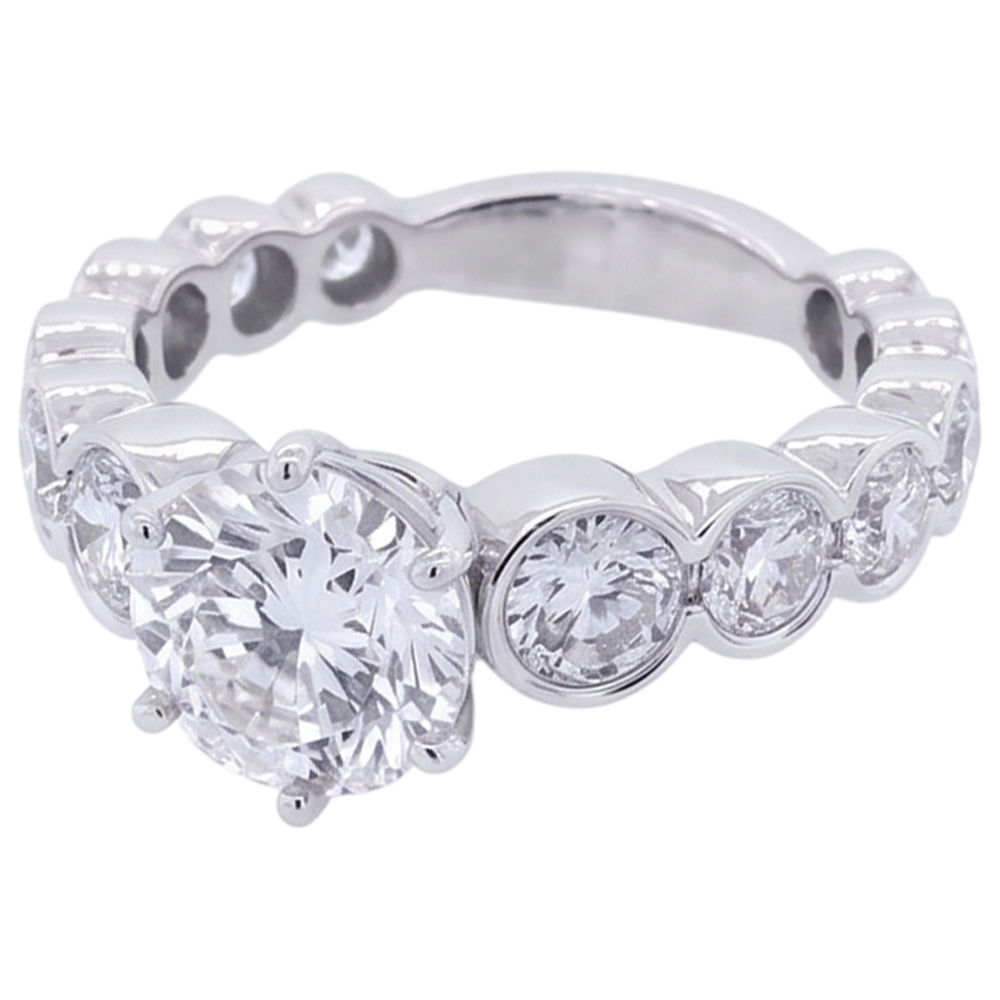 Round Natural Earth Mined Diamond Engagement Ring 3.50 Carats 6 Prong White Gold 14K