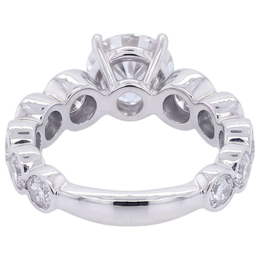 Round Natural Earth Mined Diamond Engagement Ring 3.50 Carats 6 Prong White Gold 14K