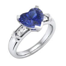 Round Natural Earth Mined Diamond Engagement Ring 3 Carats Ceylon Blue Sapphire X Style