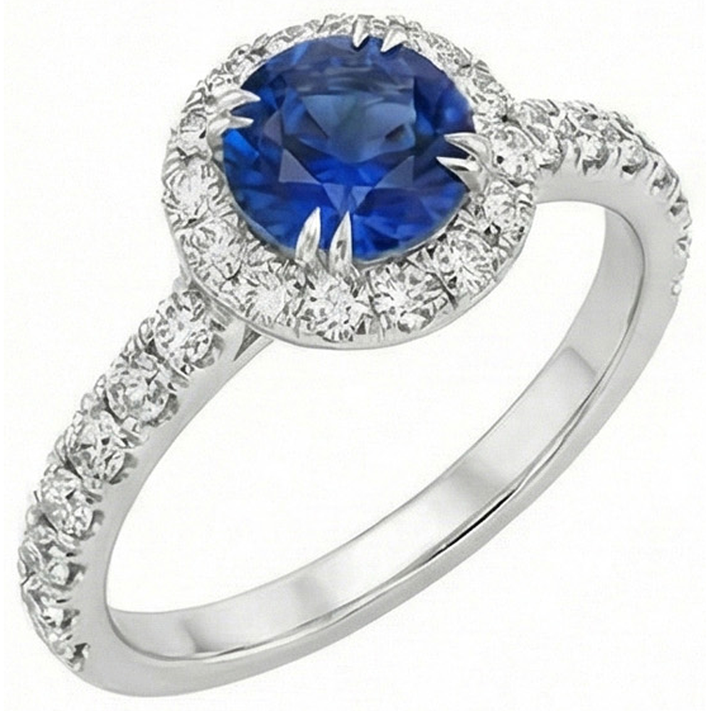 natural round sapphire 3.50ct ring side angle