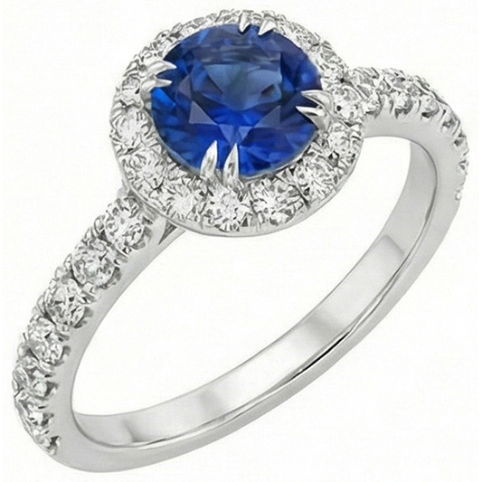 natural round sapphire 3.50ct ring side angle