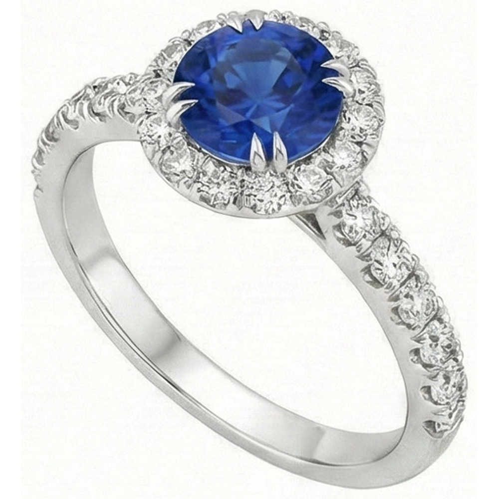 natural round sapphire 3.50ct ring top view