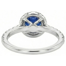natural round sapphire 3.50ct ring on white background