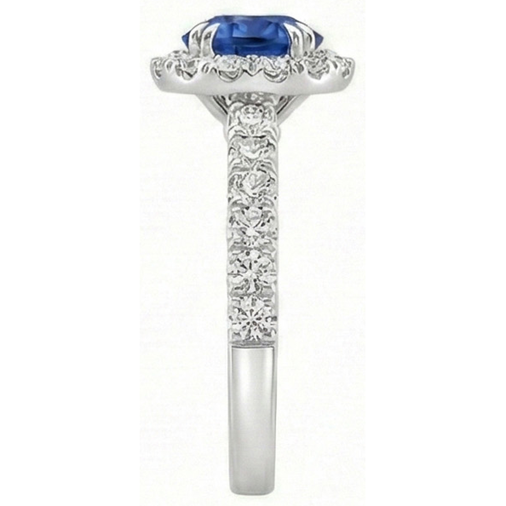 natural round sapphire 3.50ct ring profile view