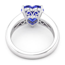 Round Natural Earth Mined Diamond Engagement Ring Heart Blue Sapphire 3.50 Carats