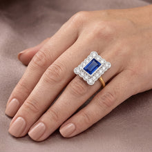 Round Natural Earth Mined Diamond Flower Style Halo Blue Sapphire Ring 3 Carats
