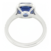 Round Natural Earth Mined Diamond Halo Asscher Blue Sapphire Engagement Ring 1.75 Carats