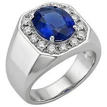 Round Natural Earth Mined Diamond Halo Oval Sapphire Ring Gold Men's Jewellery 3.50 Carats