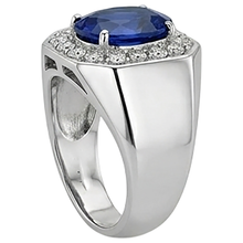 Round Natural Earth Mined Diamond Halo Oval Sapphire Ring Gold Men's Jewellery 3.50 Carats