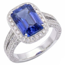 Round Natural Earth Mined Diamond Halo Radiant Sapphire Ring Split Milgrain Shank 5 Carats