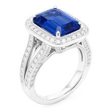 Round Natural Earth Mined Diamond Halo Radiant Sapphire Ring Split Milgrain Shank 5 Carats