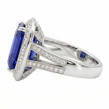 Round Natural Earth Mined Diamond Halo Radiant Sapphire Ring Split Milgrain Shank 5 Carats