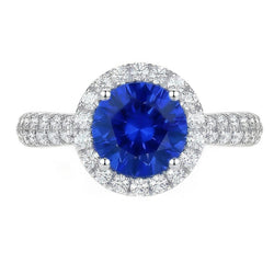 Natural Sapphire Ring 3ct - White Gold 14K