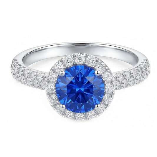 natural round sapphire 3ct ring side angle