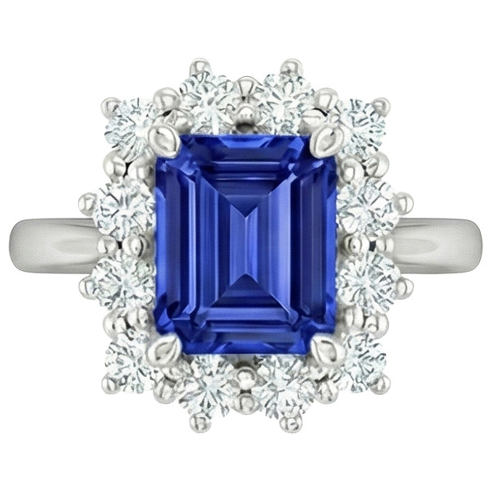 natural emerald sapphire 4.50ct ring close up detail