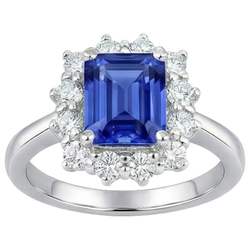 Natural Sapphire Ring 4.50ct - White Gold 14K