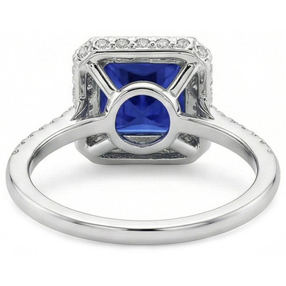 natural round sapphire 6ct ring on white background