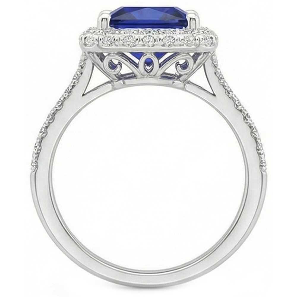 natural round sapphire 6ct ring profile view