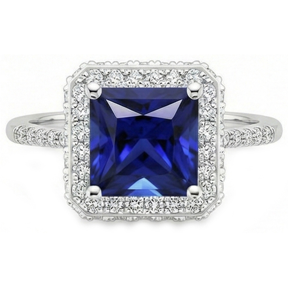 natural round sapphire 6ct ring close up detail