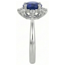 Round Natural Earth Mined Diamond Halo Star Style Blue Sapphire Ring 3 Carats White Gold