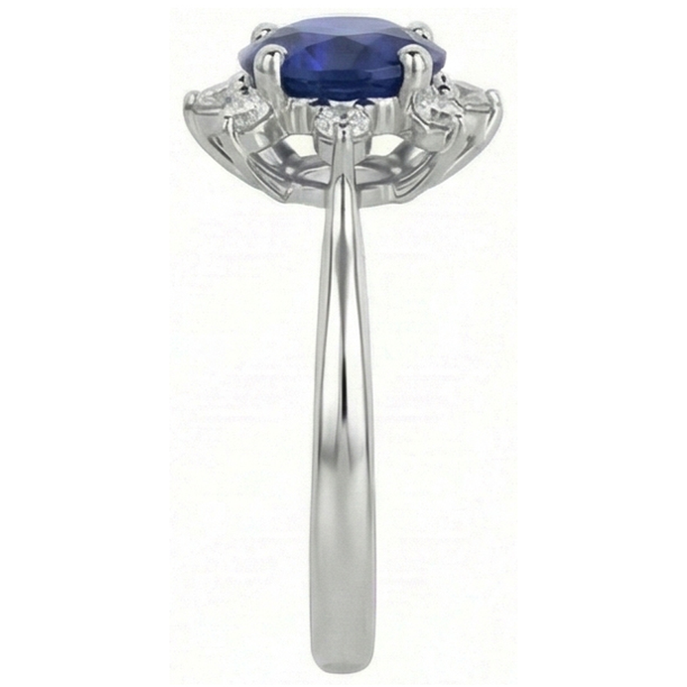 Round Natural Earth Mined Diamond Halo Star Style Blue Sapphire Ring 3 Carats White Gold
