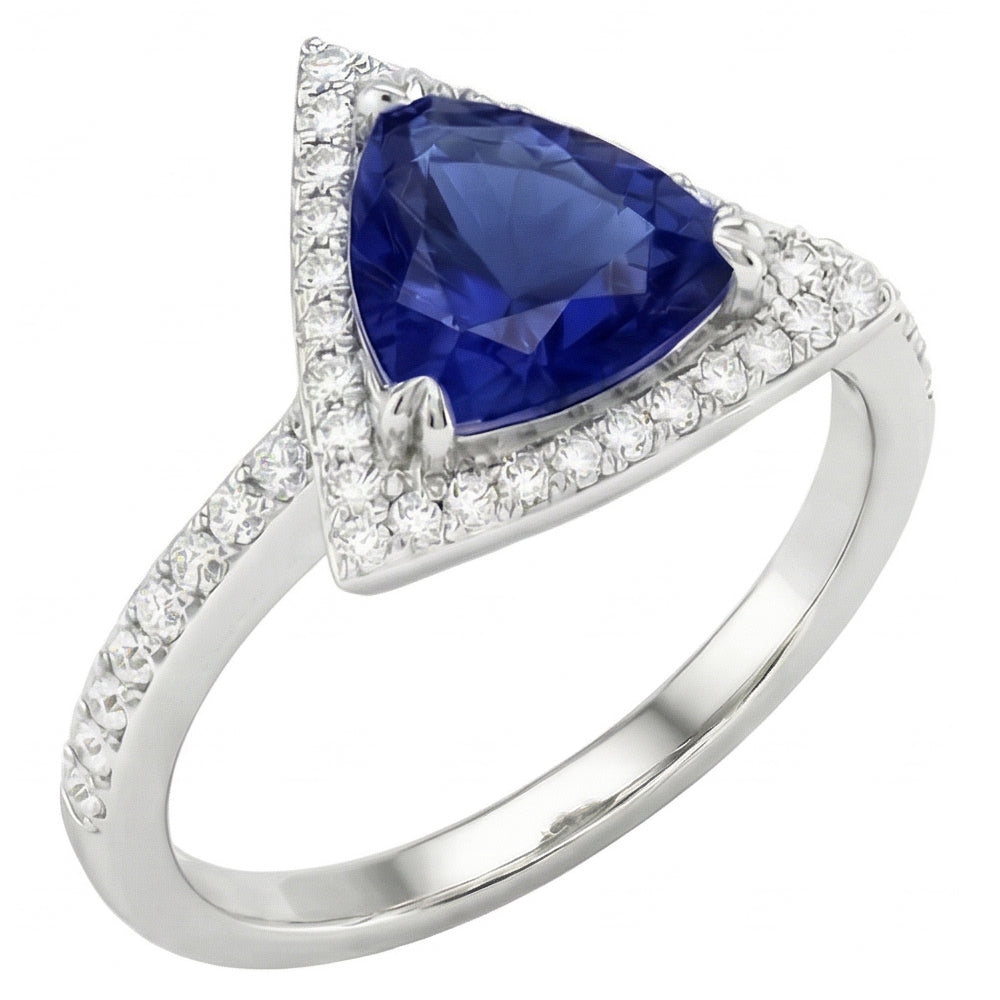 natural round sapphire 1.50ct ring front view