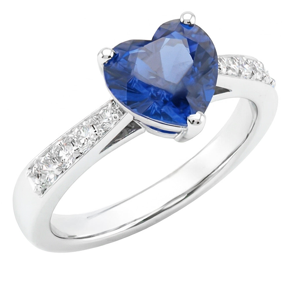 natural round sapphire 2ct ring front view