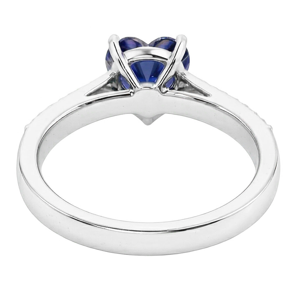 natural round sapphire 2ct ring profile view