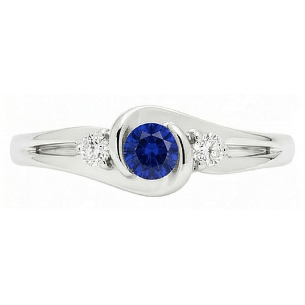 Round Natural Earth Mined Diamond Jewellery 1.50 Carats Tension Style Blue Sapphire Ring