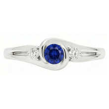 Round Natural Earth Mined Diamond Jewellery 1.50 Carats Tension Style Blue Sapphire Ring