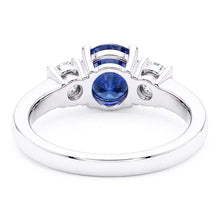 Round Natural Earth Mined Diamond Jewellery 3 Stone Ceylon Sapphire Ring Gold 1.50 Carats