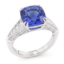 Round Natural Earth Mined Diamond Jewellery Cushion Ceylon Sapphire 3.50 Carats Gold