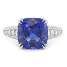 Round Natural Earth Mined Diamond Jewellery Cushion Ceylon Sapphire 3.50 Carats Gold