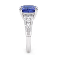 Round Natural Earth Mined Diamond Jewellery Cushion Ceylon Sapphire 3.50 Carats Gold