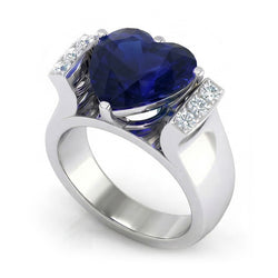 Round Natural Earth Mined Diamond Jewellery Sapphire Ring Bar Set Style 3.50 Carats