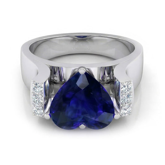 Round Natural Earth Mined Diamond Jewellery Sapphire Ring Bar Set Style 3.50 Carats