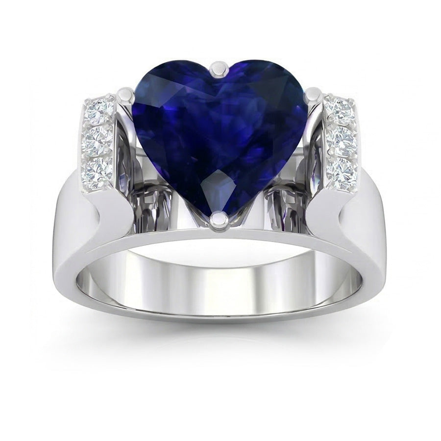 Round Natural Earth Mined Diamond Jewellery Sapphire Ring Bar Set Style 3.50 Carats