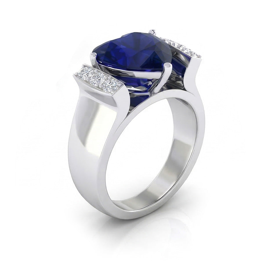Round Natural Earth Mined Diamond Jewellery Sapphire Ring Bar Set Style 3.50 Carats