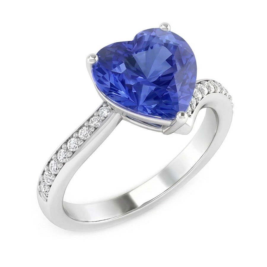natural round sapphire 4.50ct ring side angle
