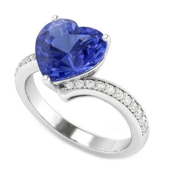 Natural Sapphire Ring 4.50ct - White Gold 14K