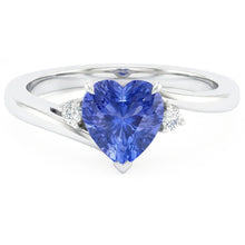 Round Natural Earth Mined Diamond Ring 3 Stone Heart Ceylon Sapphire Jewellery 2.25 Carats