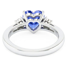Round Natural Earth Mined Diamond Ring 3 Stone Heart Ceylon Sapphire Jewellery 2.25 Carats