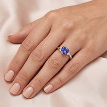 Round Natural Earth Mined Diamond Ring 3 Stone Heart Ceylon Sapphire Jewellery 2.25 Carats
