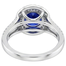 Round Natural Earth Mined Diamond Ring Halo Blue Sapphire 3.50 Carats New Gemstone Gold