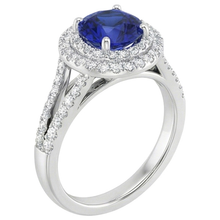 Round Natural Earth Mined Diamond Ring Halo Blue Sapphire 3.50 Carats New Gemstone Gold