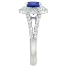 Round Natural Earth Mined Diamond Ring Halo Blue Sapphire 3.50 Carats New Gemstone Gold