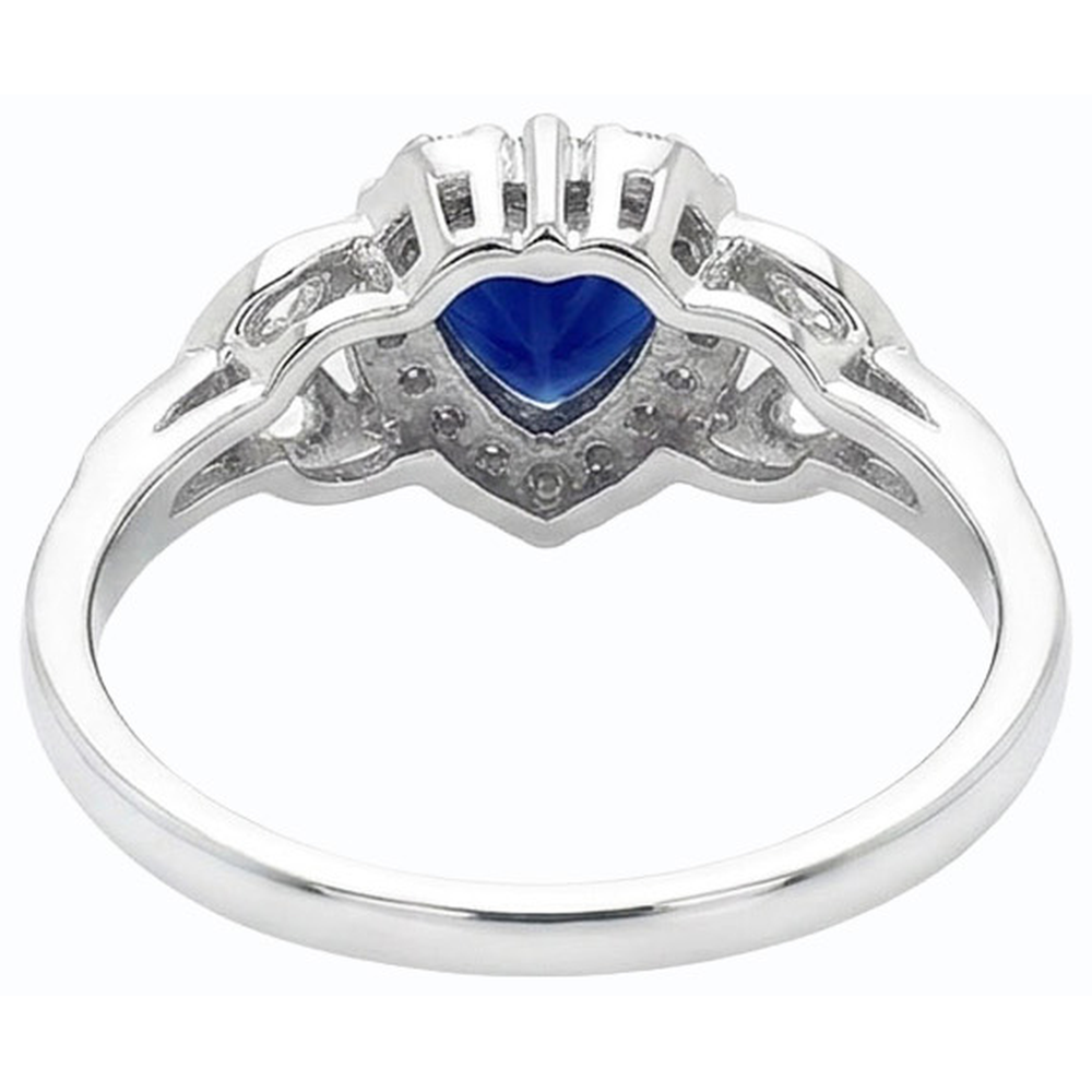 Round Natural Earth Mined Diamond Ring Heart Ceylon Sapphire Infinity Style