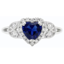Round Natural Earth Mined Diamond Ring Heart Ceylon Sapphire Infinity Style